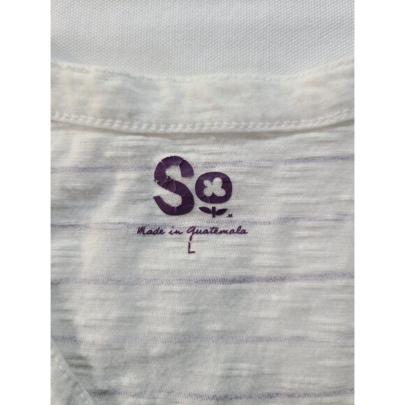 SO 2-Pack Cotton Tees Size Small White & Pink Floral Stripe V-Neck Top - Picture 8 of 11